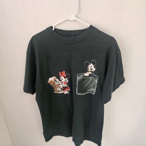 Vintage 90s Disney Mickey & Minnie Letter Graphic T-shirt Sz Large Green  U0413